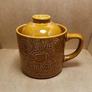 Yellow Floral Ceramic Mug with Lid